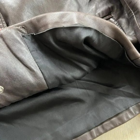 Vintage J. Crew Women's Brown Buttery Leather Button Up Jacket Size L Y2K - Picture 7 of 9